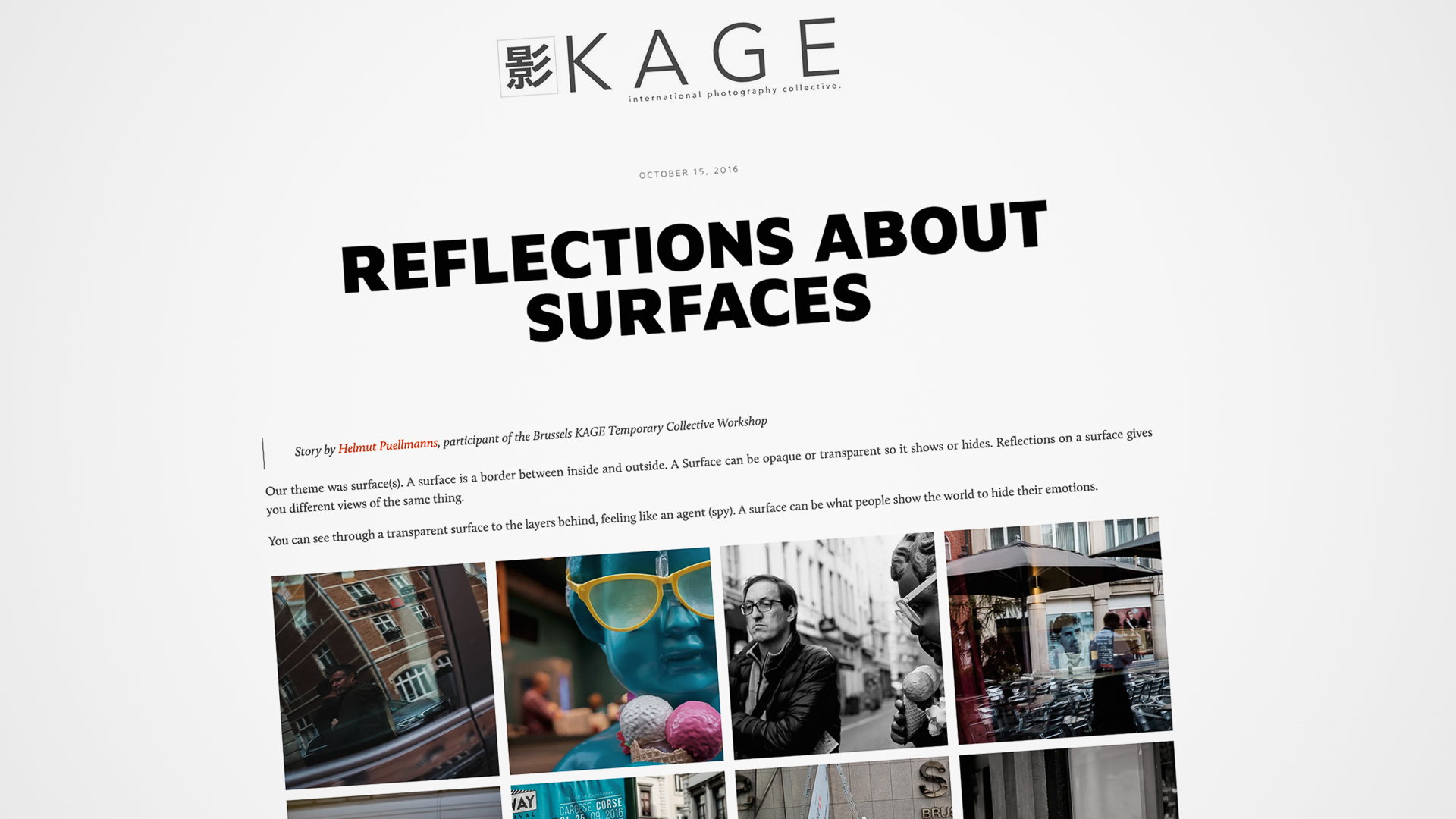 KAGE … an international photography collective … Surface(s) … Reflections About Surfaces
